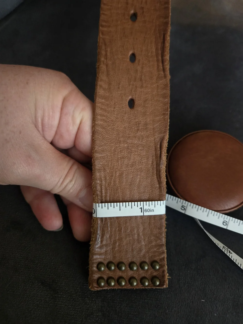 Leather Island Bill Lavin Vintage Wide Brown Studded Western Belt Double Prong